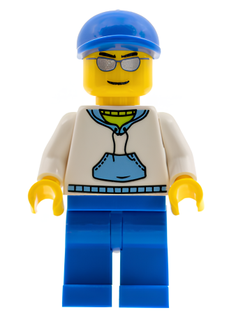 Минифигурка Lego White Hoodie with Medium Blue Pocket, Blue Legs, Blue Short Bill Cap cty0234 U